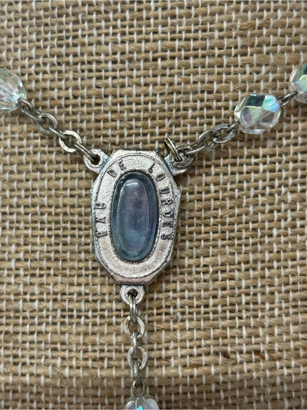 Beautiful vintage Eau de Lourdes AB glass crystal Rosary